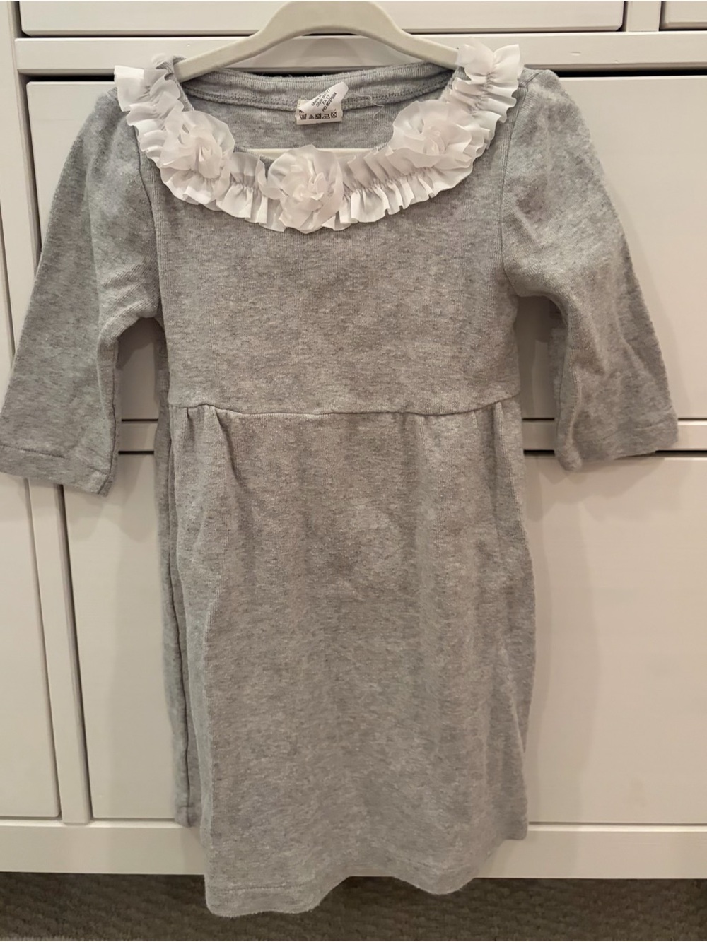 Crewcuts Gray Dress with White Ruffle Neckline
